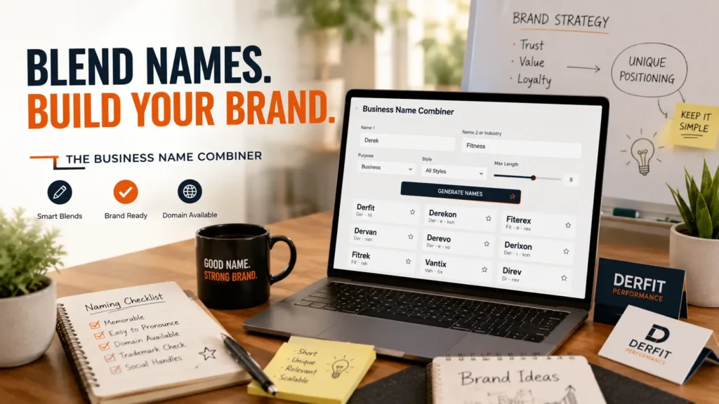 Business name combiner tool blending founder names into a brand name