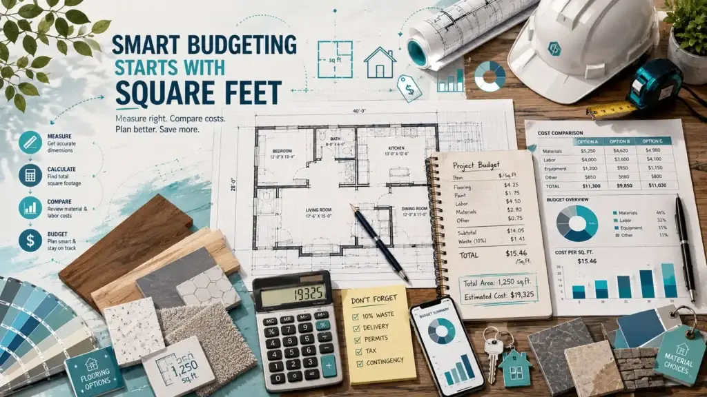 Contractor quote comparison showing price per square foot breakdown for material and labor costs on a home renovation project
