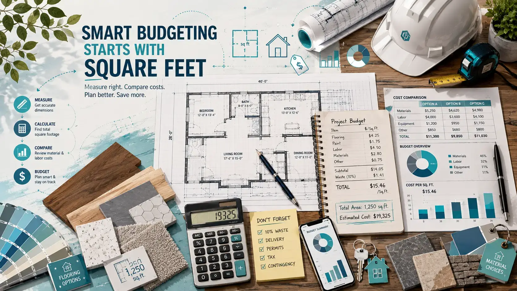 Calculating square footage price for flooring, painting, and remodeling projects