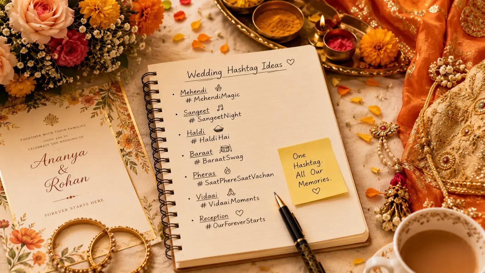 wedding hashtag generator india ideas for Mehendi, Sangeet, Pheras, and Vidaai