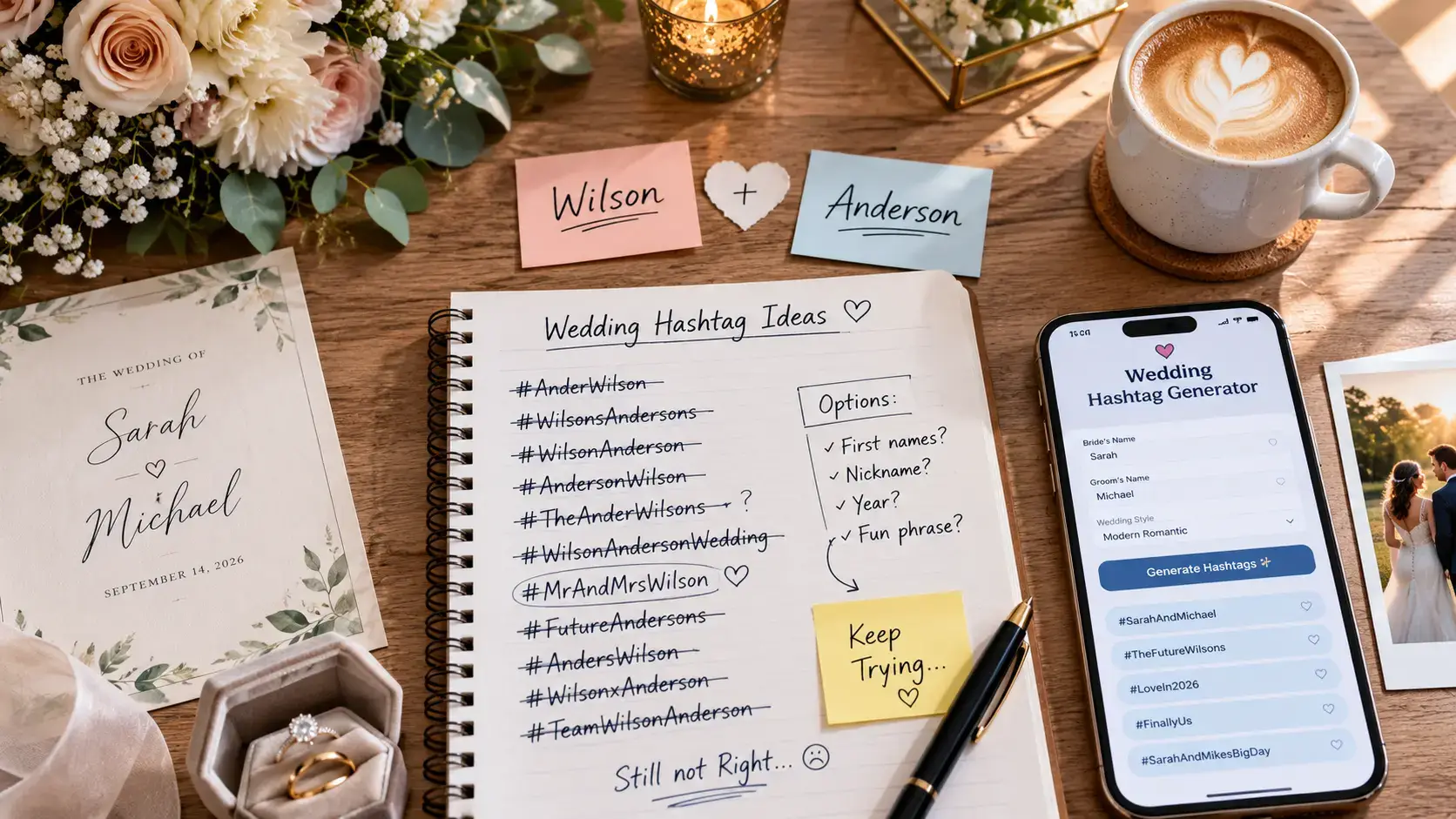 wedding hashtag generator last name examples for names that don't blend